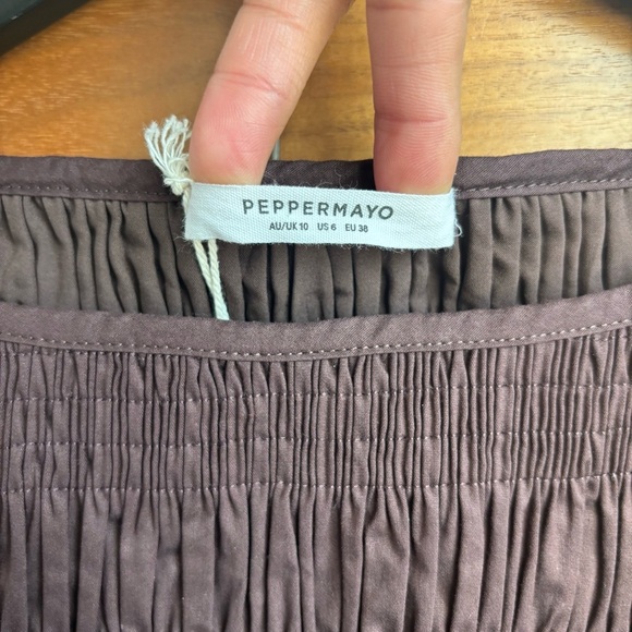 NWT Peppermayo Exclusive - Garden Kisses Shirred Mini Dress - Chocolate, Size 6 - Picture 10 of 15